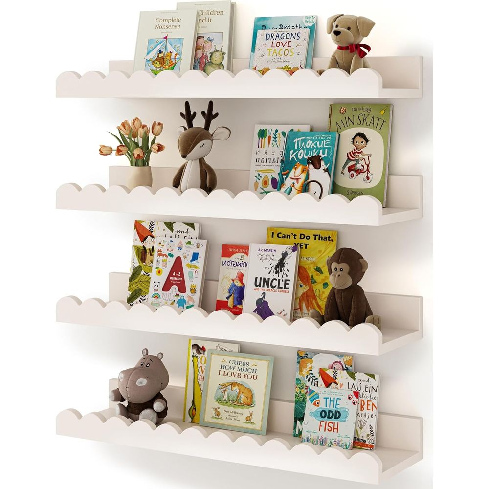 Baby Nursery Floating Shelves - Набор из 4 белых настенных полок