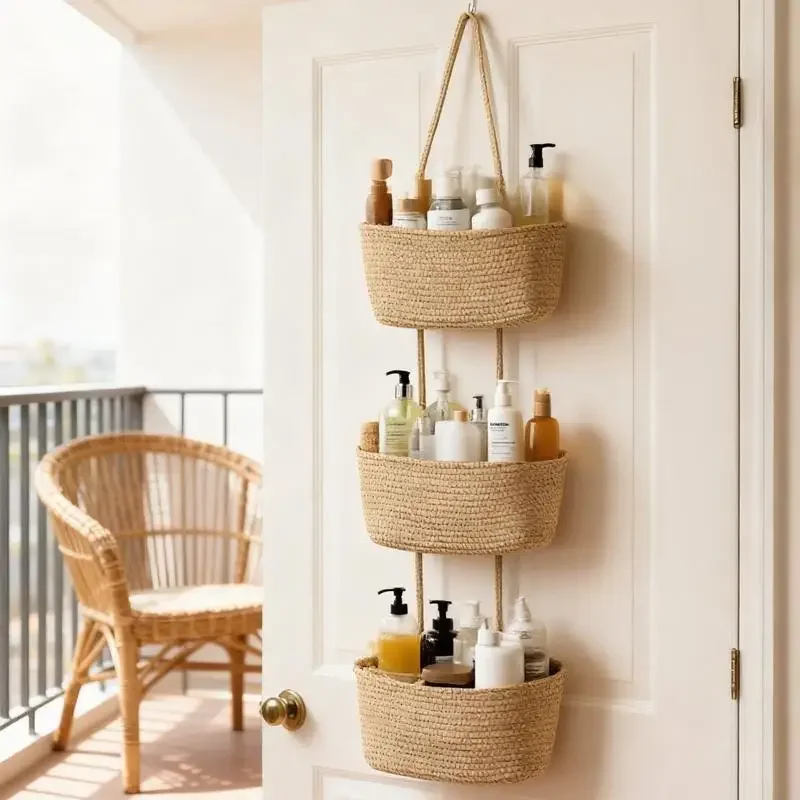 Baby Nursery Hooks - Трехуровневая плетеная хлопковая подвесная корзина для