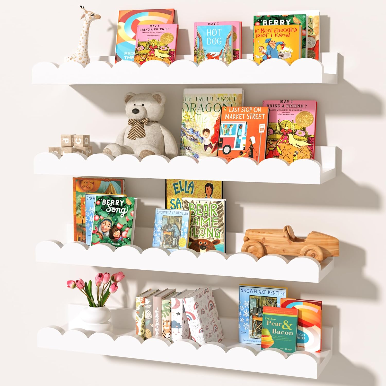 Baby Nursery Floating Shelves - Набор из 4 белых плавающих полок