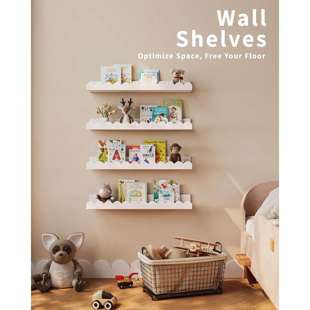 Набор из 4 белых настенных пол – обзор и цена Baby Nursery Floating Shelves