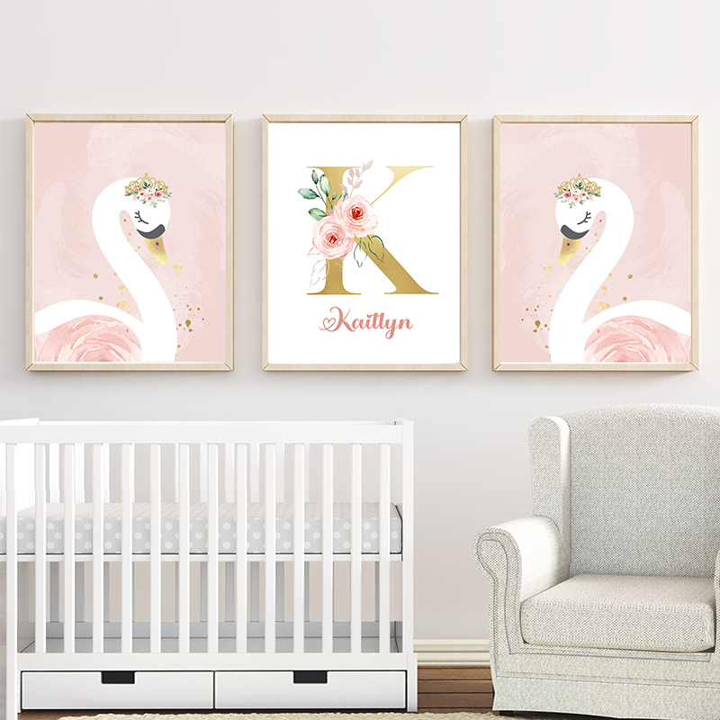 Розовая Корона, лебедь, золото – обзор и цена Baby Nursery Name Letters