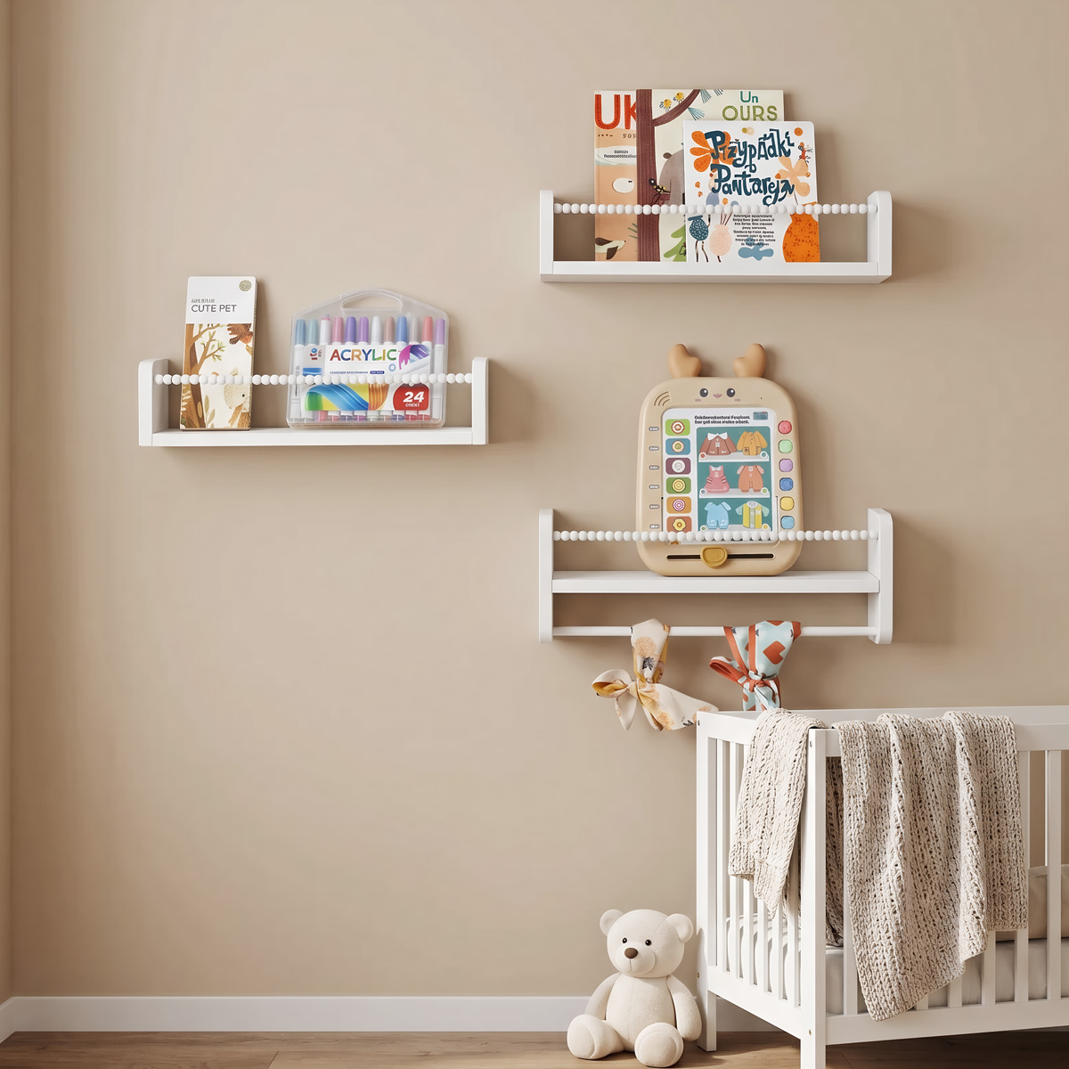 Навесные полки для детских кни – обзор и цена Baby Nursery Floating Shelves